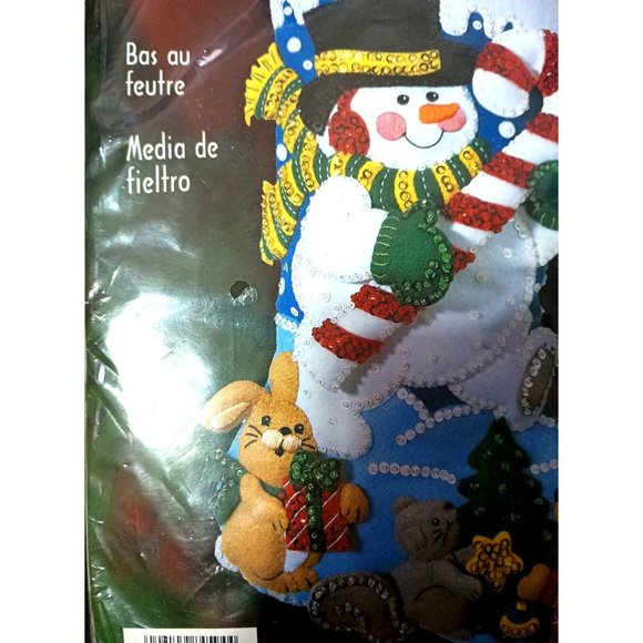 Bucilla Felt Stocking Kit Frosty "In the Spirit" Vintage NOS New Christmas Craft - Picture 2 of 7